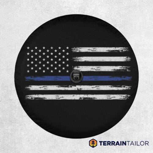 American Flag Thin Blue Line Spare Tire Cover