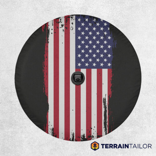 Distressed American Flag Spare Tire Cover