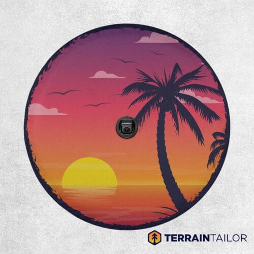 Tropical Beach Scene Spare Tire Cover