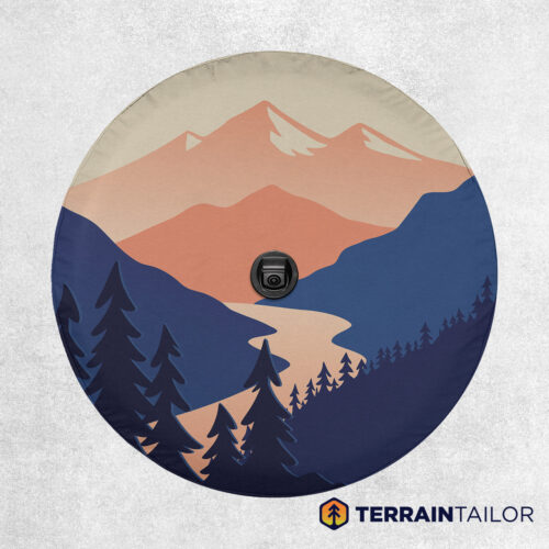 Sunrise Over Peaks Mountain Landscape Spare Tire Cover