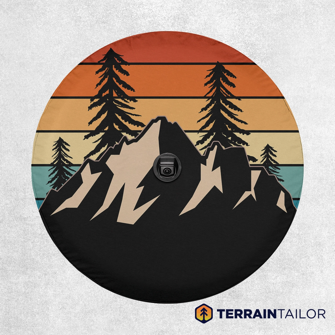 Retro Mountain Sunset Spare Tire Cover