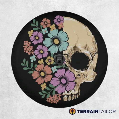 Floral Skull Spare Tire Cover